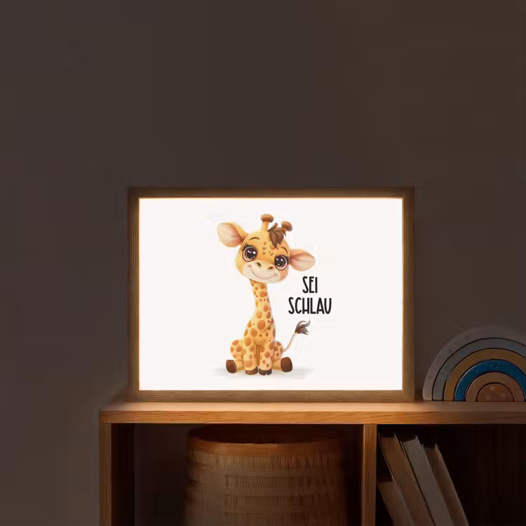 Giraf - Wees slim - Quote - Dier Light Box met batterij (Wandlamp kind) middel -sfeer1_kind