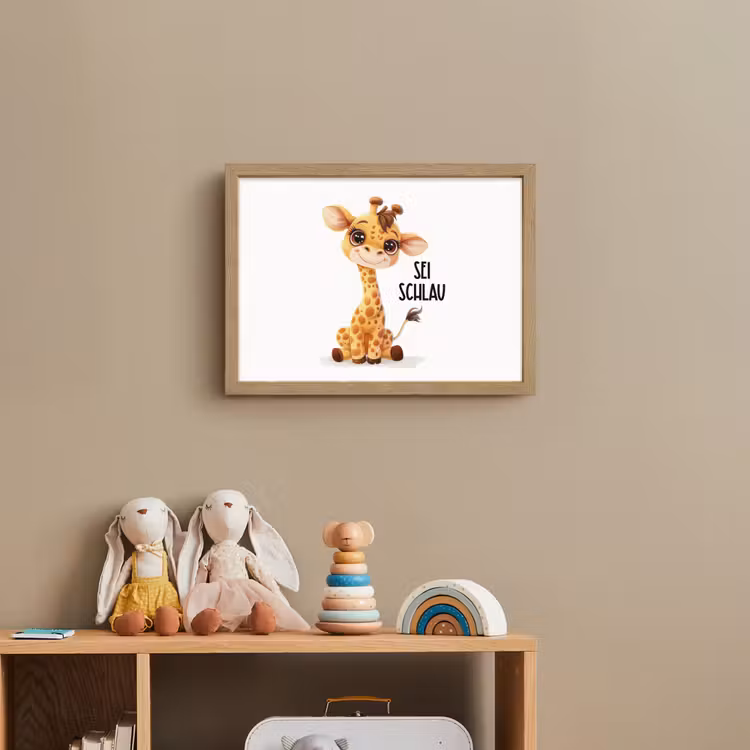 Giraf - Wees slim - Quote - Dier Light Box met batterij (Wandlamp kind) middel -sfeer2_kind