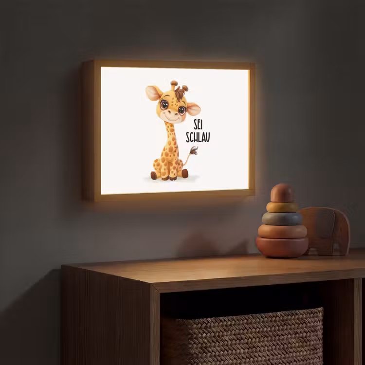 Giraf - Wees slim - Quote - Dier Light Box met batterij (Wandlamp kind) middel -sfeer5_kind