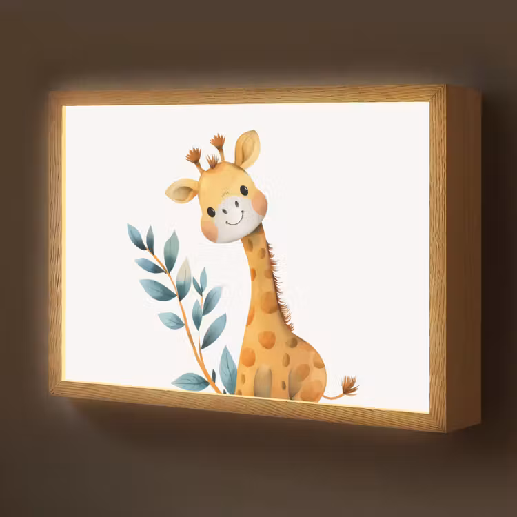 Giraf - Dier - Wilde dieren Light Box met batterij (Wandlamp kind) middel -z3d_website