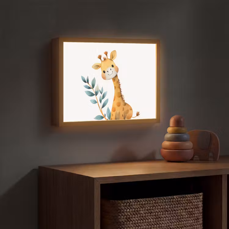 Giraf - Dier - Wilde dieren Light Box met batterij (Wandlamp kind) middel -sfeer5_kind