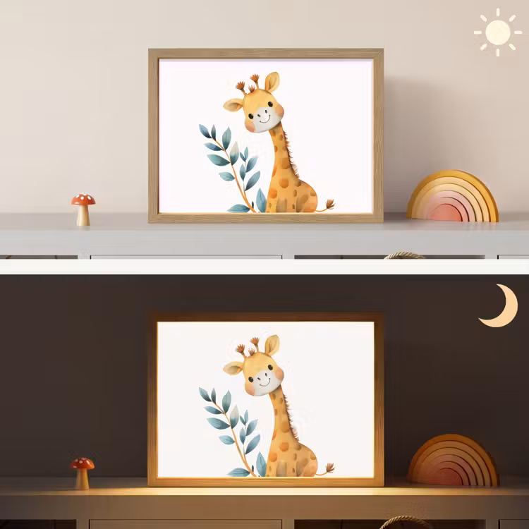 Giraf - Dier - Wilde dieren Light Box met batterij (Wandlamp kind) middel -sfeer3_kind
