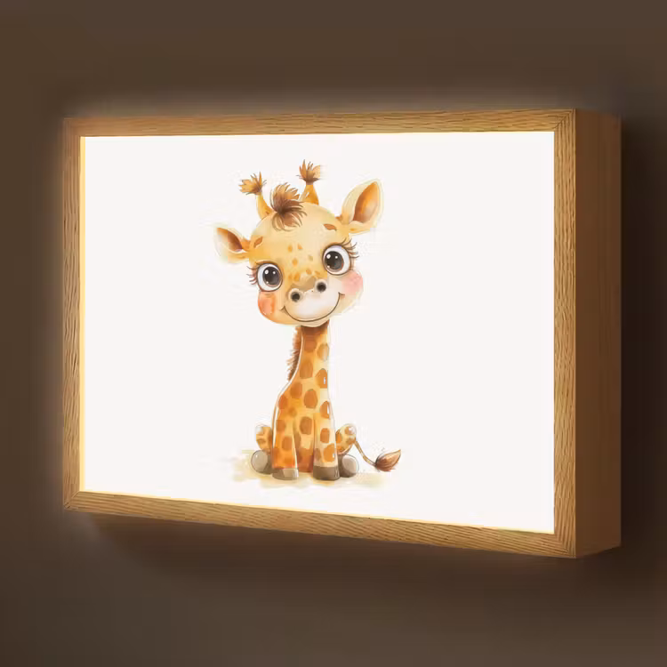 Giraf - Baby dier - Wilde dieren Light Box met batterij (Wandlamp kind) middel -z3d_website