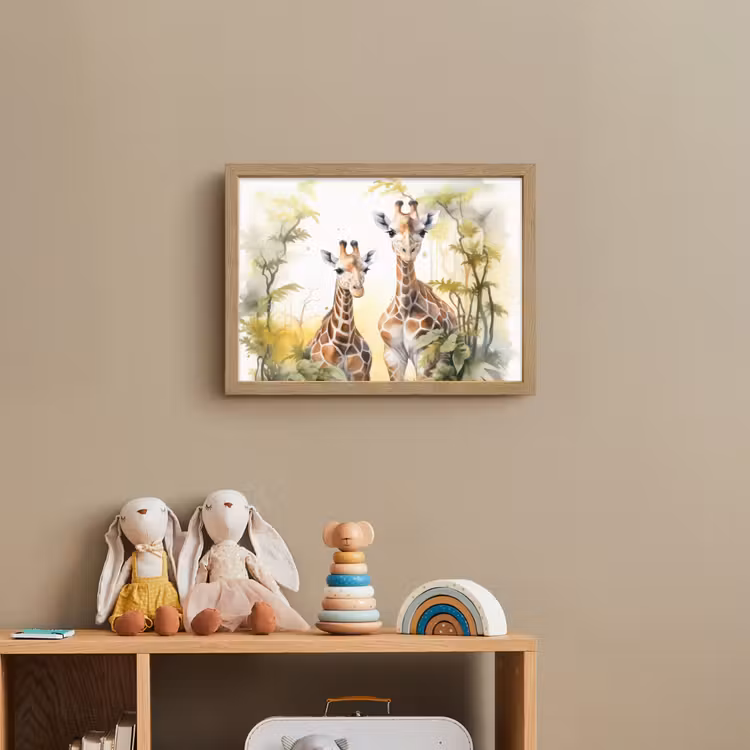 Giraffe - Wilde dieren - Natuur - Kinderen Light Box met batterij (Wandlamp kind) middel -sfeer2_kind
