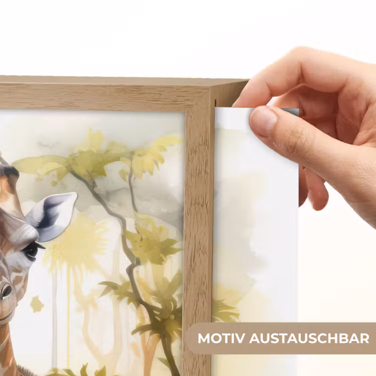 Giraffe - Wilde dieren - Natuur - Kinderen Light Box met batterij (Wandlamp kind) middel -USP_websiteprintDE