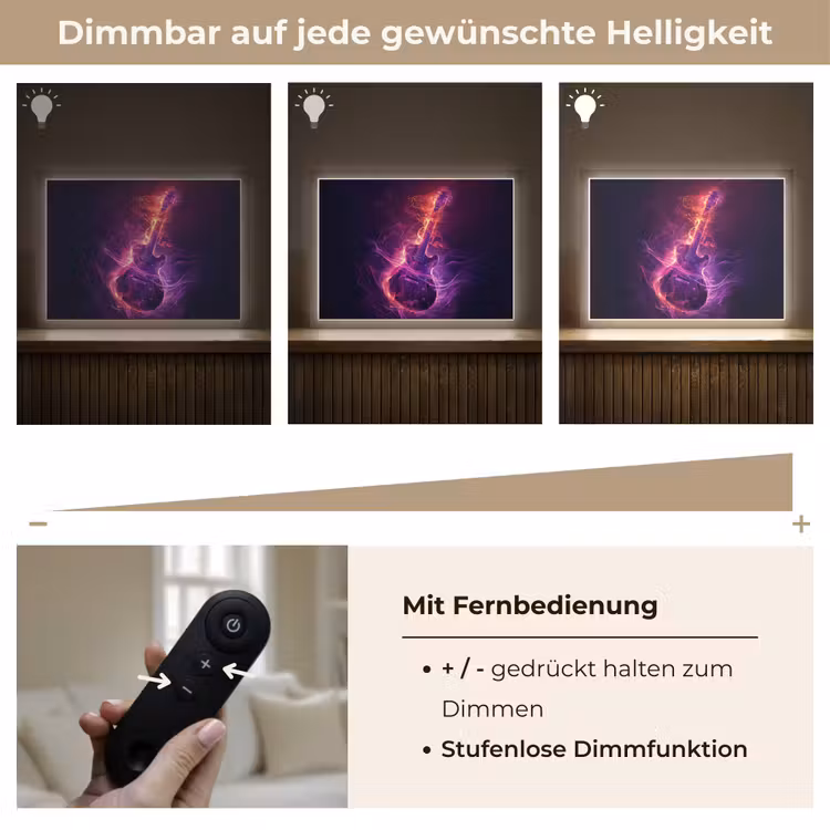 Gitaar - Muziek - Rook - Paars Light Box met batterij (Wandlamp kind) middel -USP_dimbaarDE
