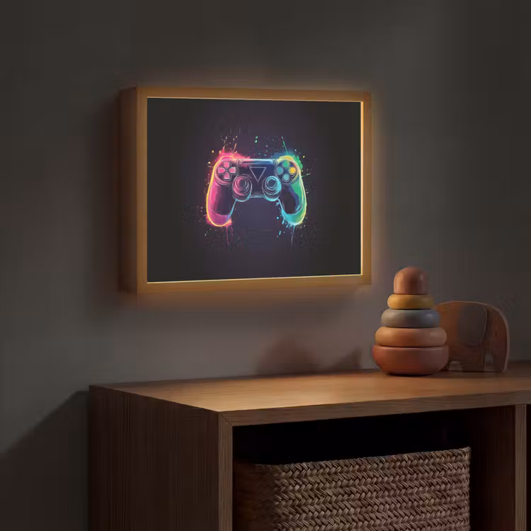 Grafisch - Controller - Neon - Verfspatten Light Box met batterij (Wandlamp kind) middel -sfeer5_kind