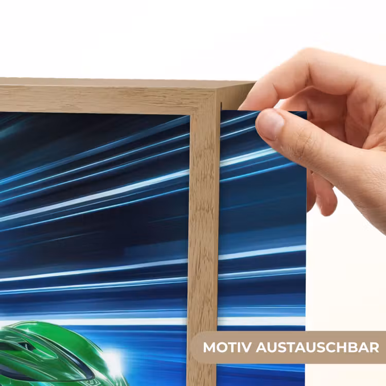 Groene racewagen - Blauw - Neon - Licht Light Box met batterij (Wandlamp kind) middel -USP_websiteprintDE