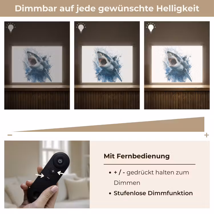 Haai - Blauw - Water Light Box met batterij (Wandlamp kind) middel -USP_dimbaarDE