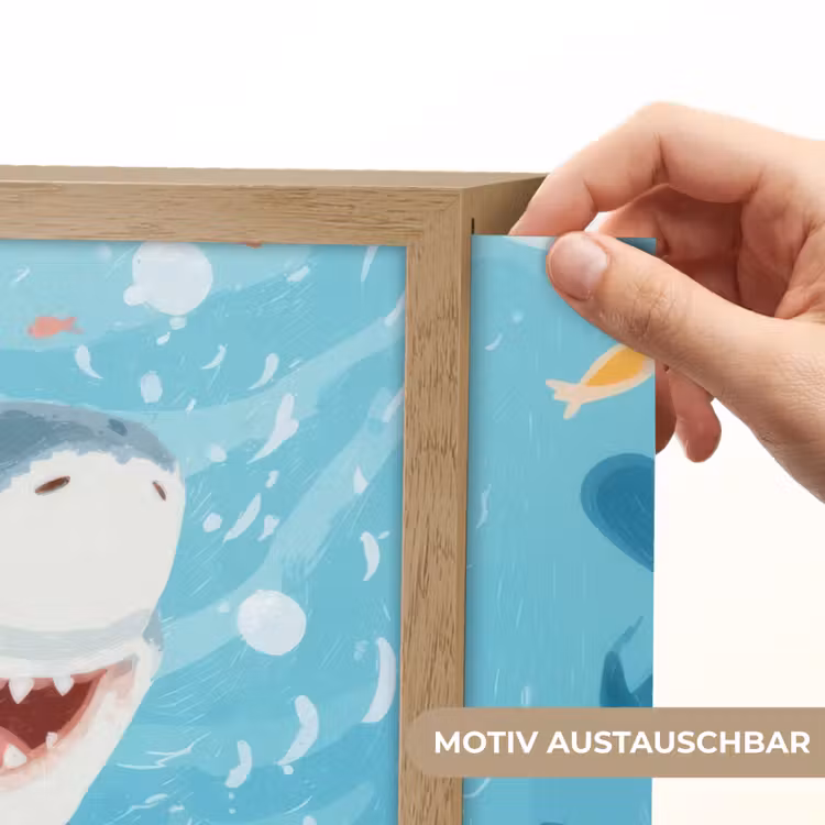 Haai - Vissen - Blauw - Onderwater Light Box met batterij (Wandlamp kind) middel -USP_websiteprintDE