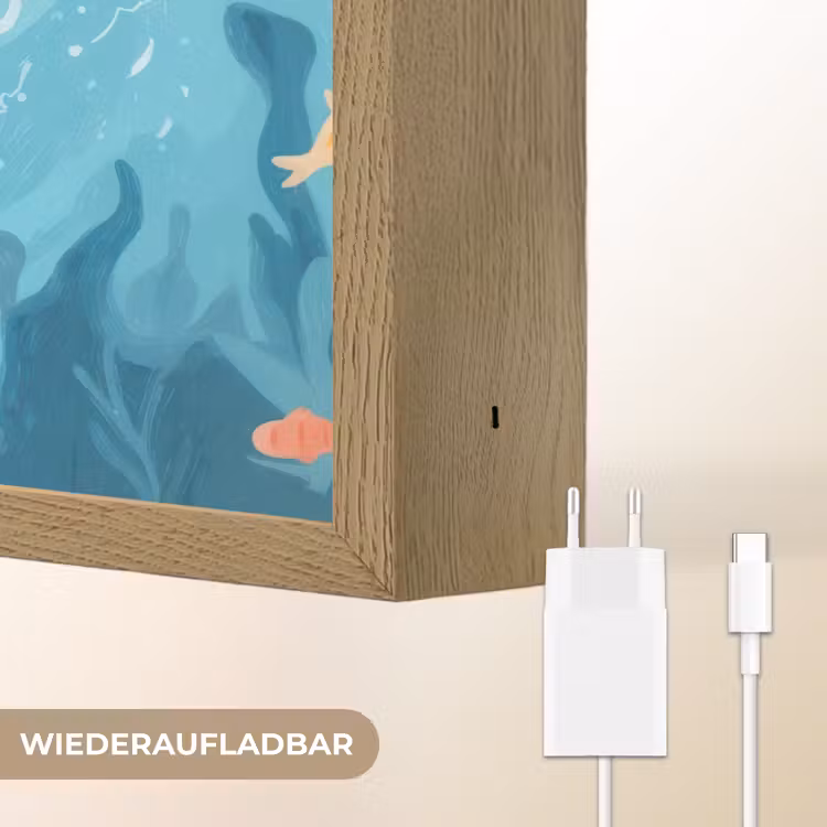 Haai - Vissen - Blauw - Onderwater Light Box met batterij (Wandlamp kind) middel -USP_websiteoplaadbaarDE