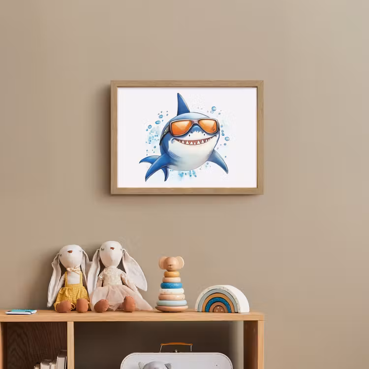 Haai - Zonnebril - Blauw - Water Light Box met batterij (Wandlamp kind) middel -sfeer2_kind