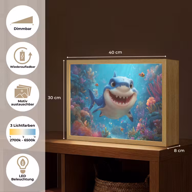 Haai - Onderwaterwereld - Oceaan Light Box met batterij (Wandlamp kind) middel -USP_websiteoverzichtDE