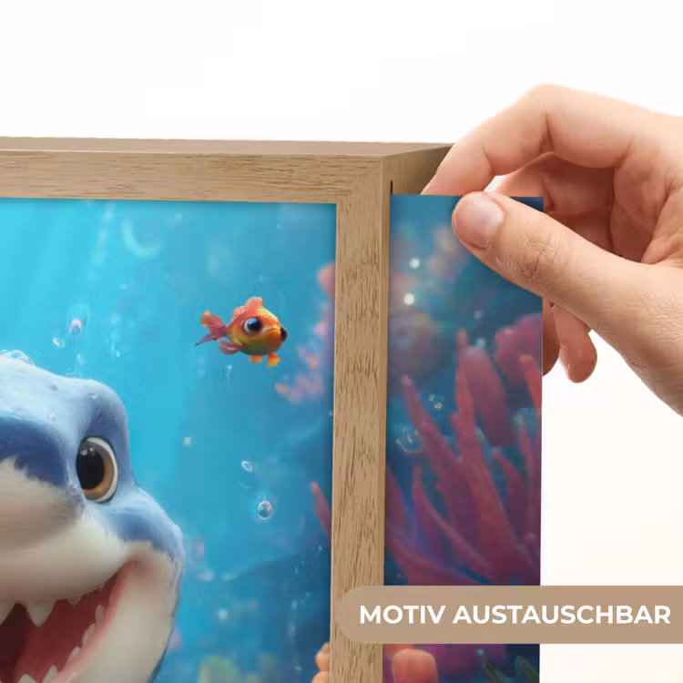 Haai - Onderwaterwereld - Oceaan Light Box met batterij (Wandlamp kind) middel -USP_websiteprintDE