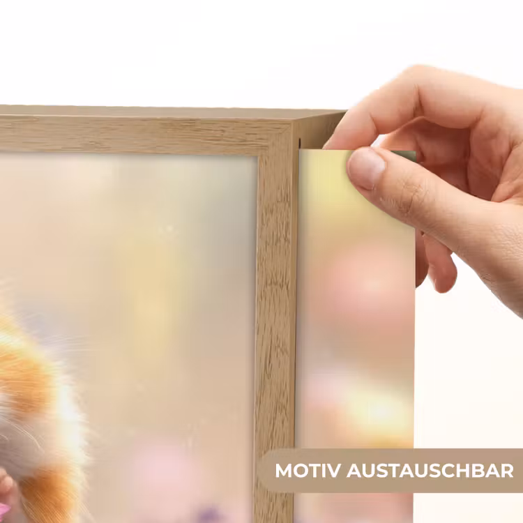 Hamster - Bloemen - Roze - Oranje Light Box met batterij (Wandlamp kind) middel -USP_websiteprintDE