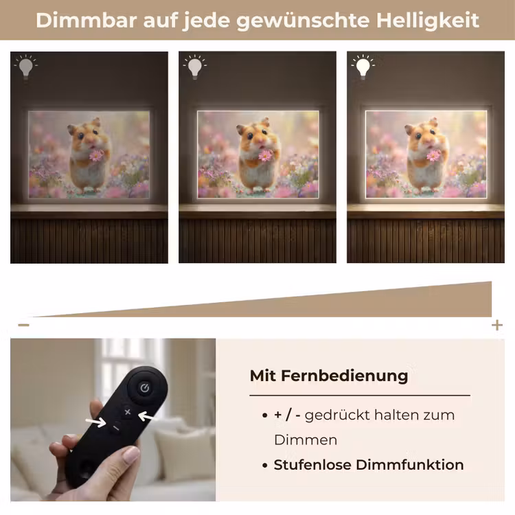 Hamster - Bloemen - Roze - Oranje Light Box met batterij (Wandlamp kind) middel -USP_dimbaarDE
