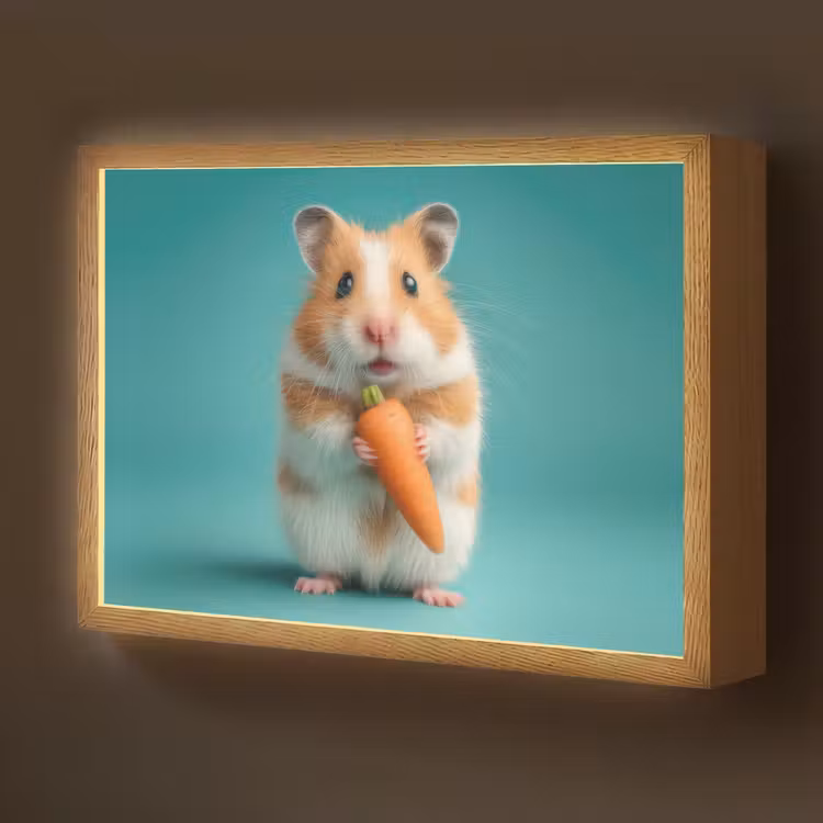 Hamster - Wortel - Blauw Light Box met batterij (Wandlamp kind) middel -z3d_website
