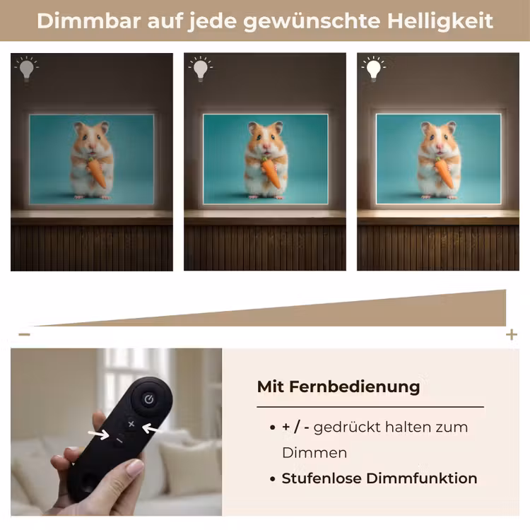Hamster - Wortel - Blauw Light Box met batterij (Wandlamp kind) middel -USP_dimbaarDE
