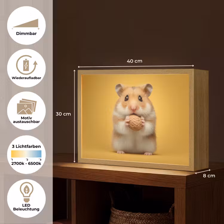 Hamster - Nootje - Geel - Knaagdier Light Box met batterij (Wandlamp kind) middel -USP_websiteoverzichtDE