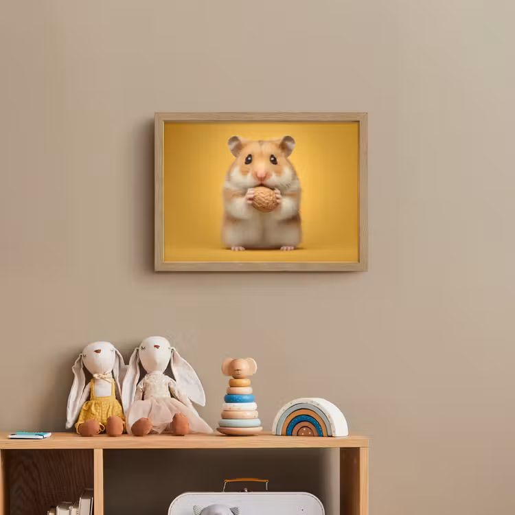 Hamster - Nootje - Geel - Knaagdier Light Box met batterij (Wandlamp kind) middel -sfeer2_kind