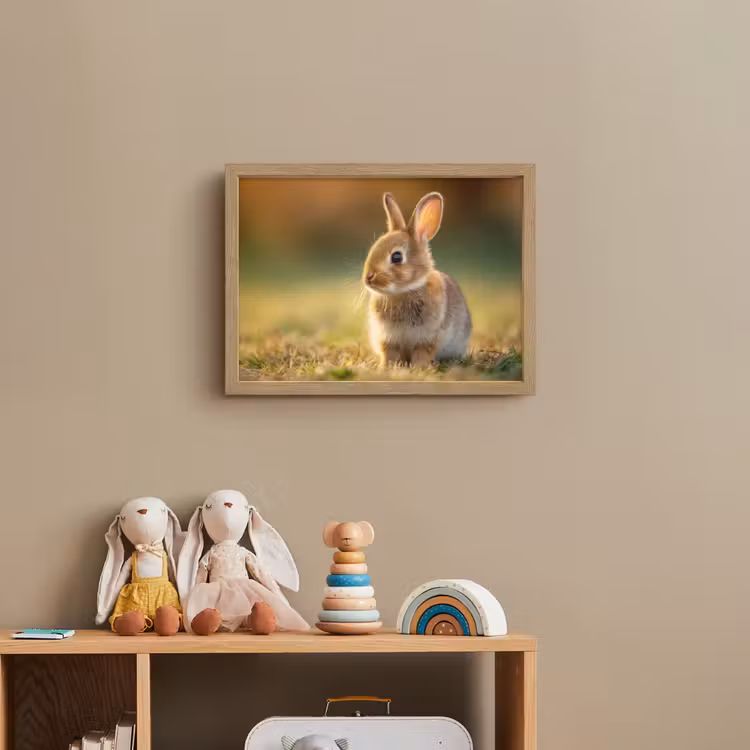Konijntje - Bruin - Gras Light Box met batterij (Wandlamp kind) middel -sfeer2_kind