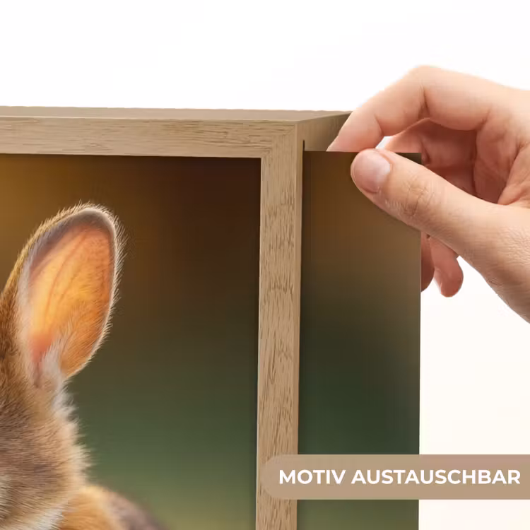 Konijntje - Bruin - Gras Light Box met batterij (Wandlamp kind) middel -USP_websiteprintDE