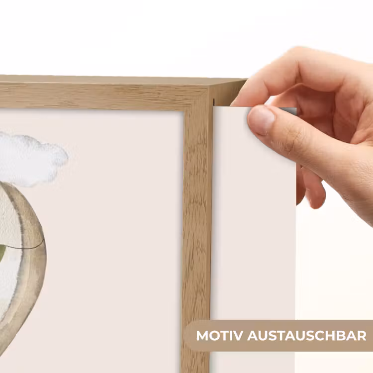 Luchtballon - Olifant - Watercolor - Beige - Dieren Light Box met batterij (Wandlamp kind) middel -USP_websiteprintDE