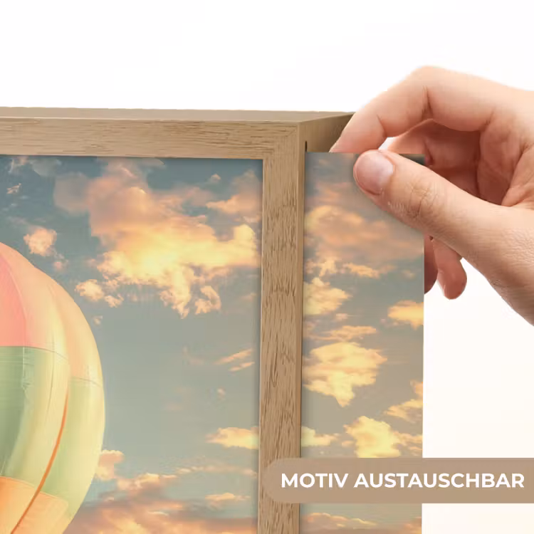 Luchtballon - Dromen - Wolken - Lucht Light Box met batterij (Wandlamp kind) middel -USP_websiteprintDE