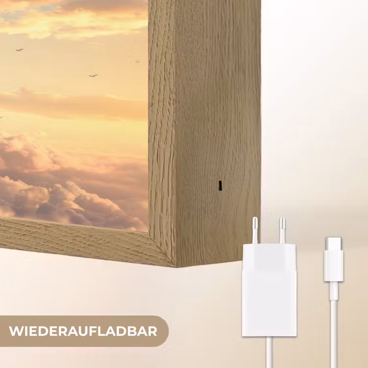 Luchtballon - Dromen - Wolken - Lucht Light Box met batterij (Wandlamp kind) middel -USP_websiteoplaadbaarDE