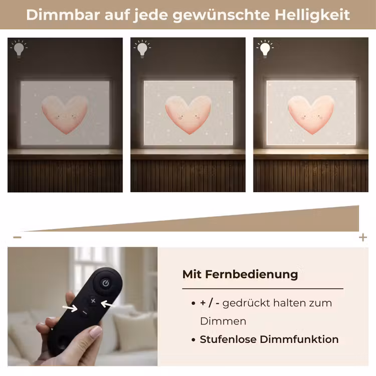 Hart - Gezicht - Roze - Stippen Light Box met batterij (Wandlamp kind) middel -USP_dimbaarDE