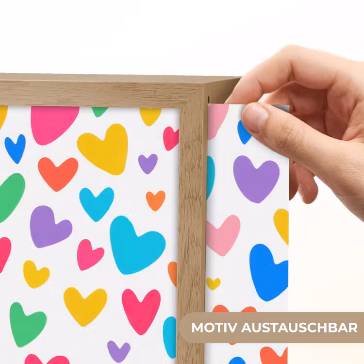 Hartjes - Kleurrijk - Patroon - Levendig Light Box met batterij (Wandlamp kind) middel -USP_websiteprintDE