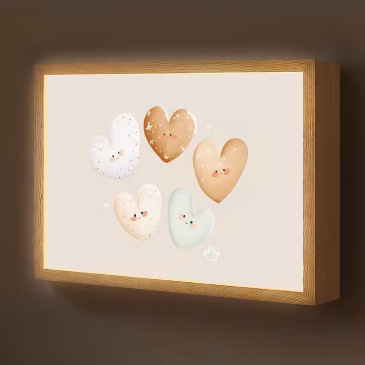 Hartjes - Kleurrijk - Pastel Light Box met batterij (Wandlamp kind) middel -z3d_website