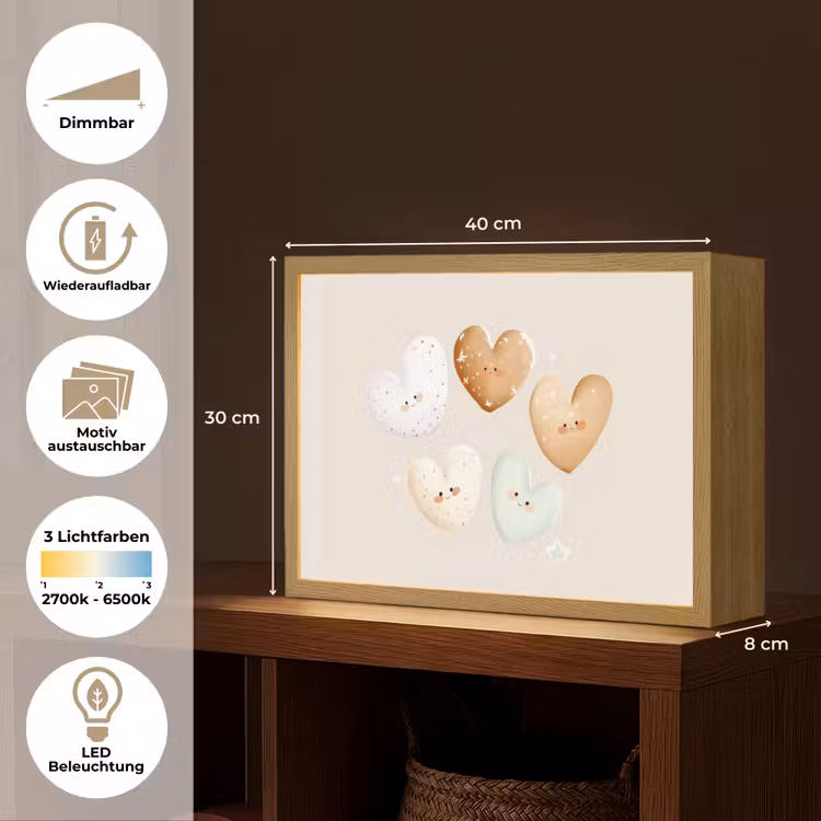 Hartjes - Kleurrijk - Pastel Light Box met batterij (Wandlamp kind) middel -USP_websiteoverzichtDE