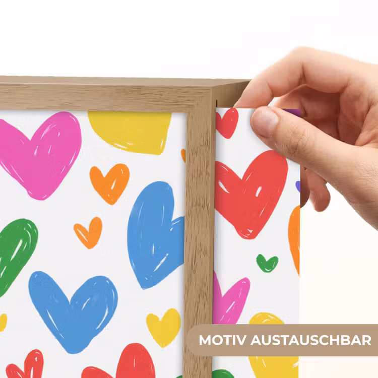 Hartjes - Patroon - Kleurrijk Light Box met batterij (Wandlamp kind) middel -USP_websiteprintDE