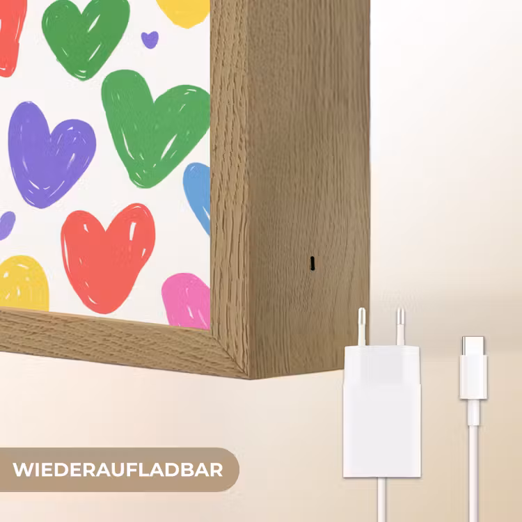 Hartjes - Patroon - Kleurrijk Light Box met batterij (Wandlamp kind) middel -USP_websiteoplaadbaarDE
