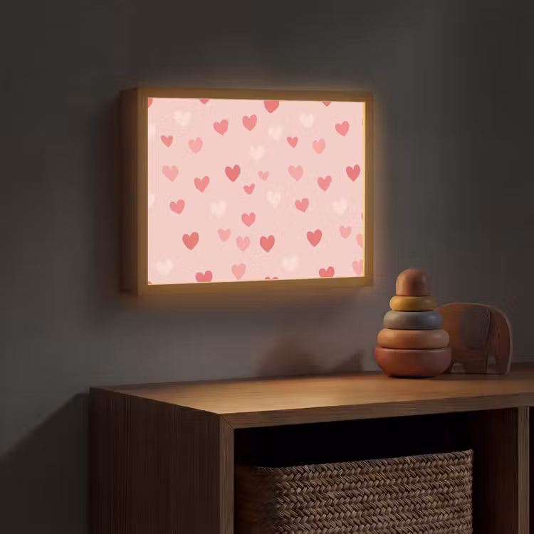 Hartjes - Patroon - Roze Light Box met batterij (Wandlamp kind) middel -sfeer5_kind