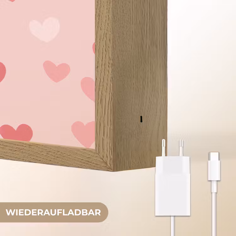 Hartjes - Patroon - Roze Light Box met batterij (Wandlamp kind) middel -USP_websiteoplaadbaarDE
