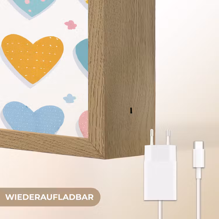 Hartjes - Pastel - Patroon Light Box met batterij (Wandlamp kind) middel -USP_websiteoplaadbaarDE