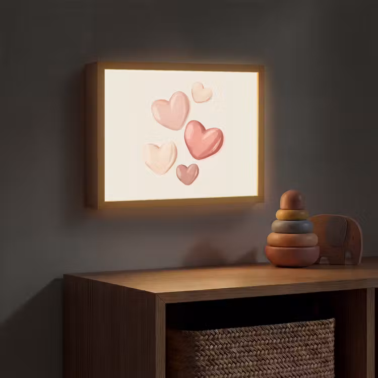 Harten - Rood - Roze - Zwevend Light Box met batterij (Wandlamp kind) middel -sfeer5_kind