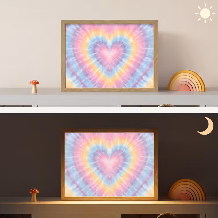 Hartvorm - Pastelkleuren - Tie Dye Light Box met batterij (Wandlamp kind) middel -sfeer3_kind