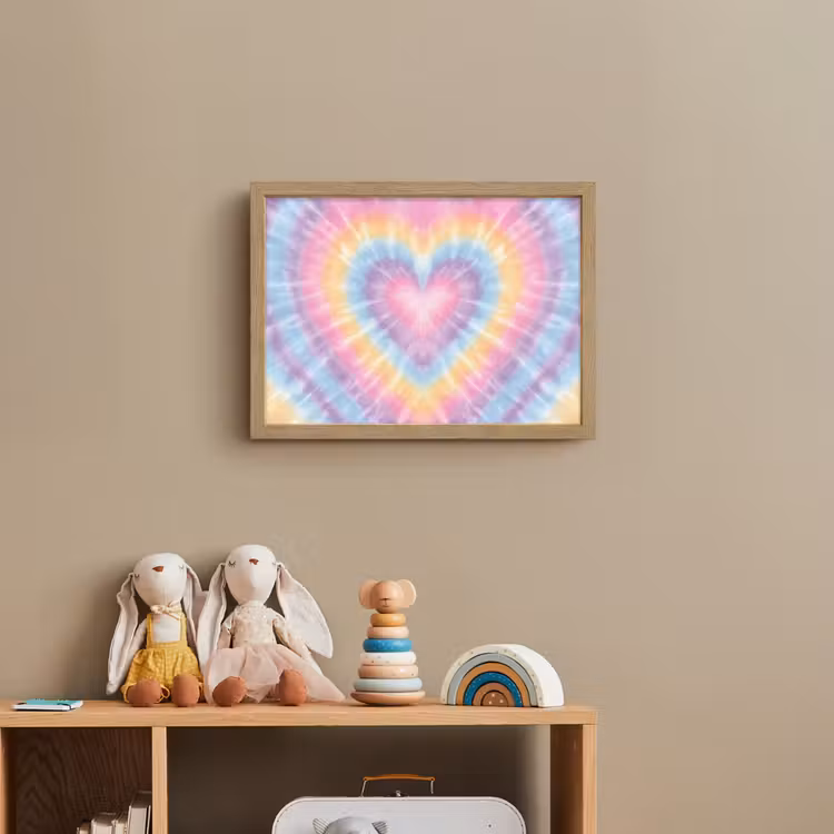 Hartvorm - Pastelkleuren - Tie Dye Light Box met batterij (Wandlamp kind) middel -sfeer2_kind