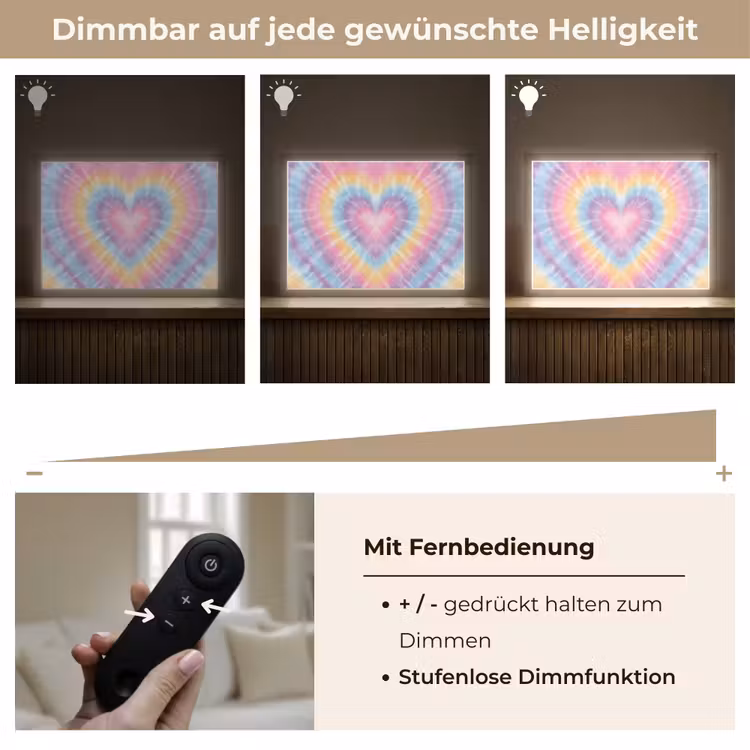 Hartvorm - Pastelkleuren - Tie Dye Light Box met batterij (Wandlamp kind) middel -USP_dimbaarDE
