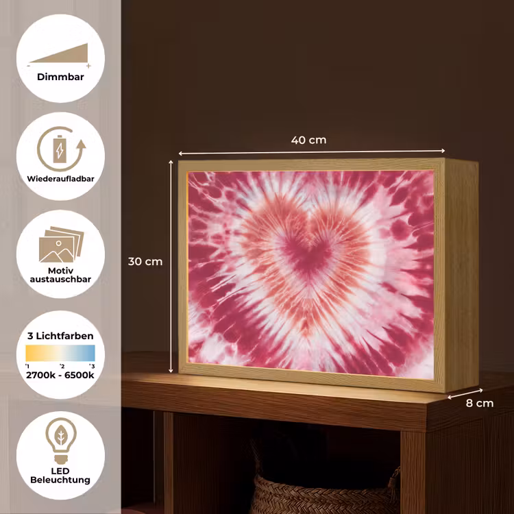 Hartvorm - Roze - Tie dye Light Box met batterij (Wandlamp kind) middel -USP_websiteoverzichtDE