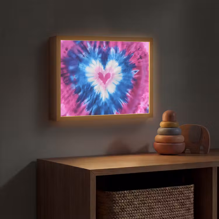 Hartvormig - Tie dye - Paars Light Box met batterij (Wandlamp kind) middel -sfeer5_kind