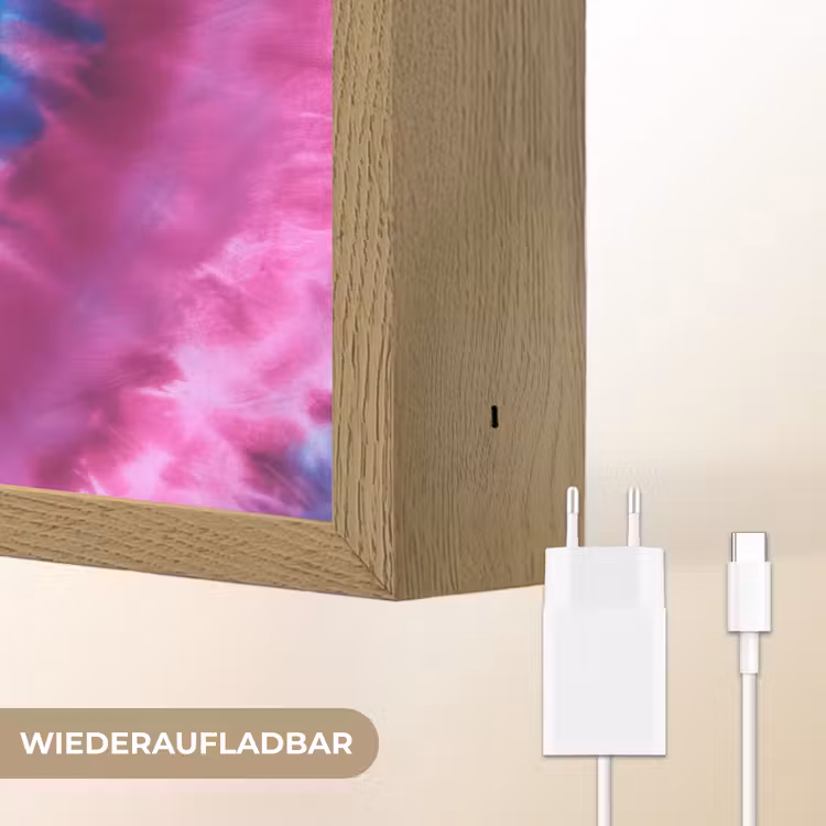Hartvormig - Tie dye - Paars Light Box met batterij (Wandlamp kind) middel -USP_websiteoplaadbaarDE