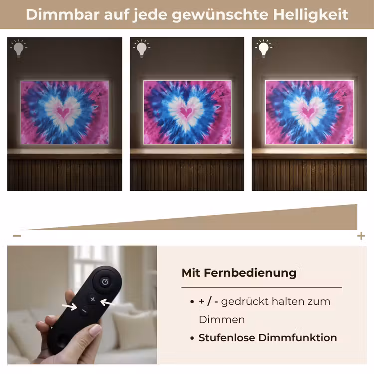 Hartvormig - Tie dye - Paars Light Box met batterij (Wandlamp kind) middel -USP_dimbaarDE