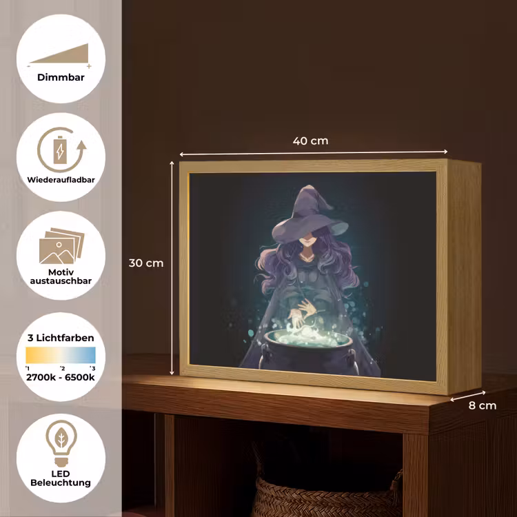 Heks - Magie - Heksenketel - Paars Light Box met batterij (Wandlamp kind) middel -USP_websiteoverzichtDE