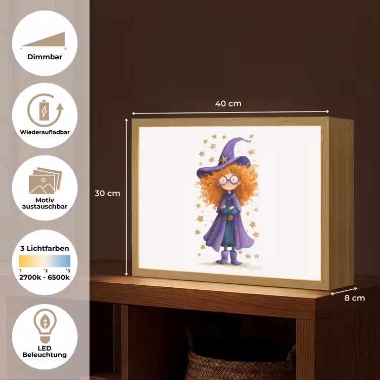 Toverheks - Sterren - Paars Light Box met batterij (Wandlamp kind) middel -USP_websiteoverzichtDE