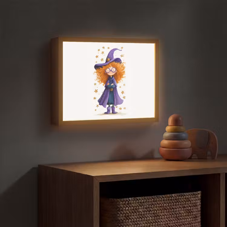 Toverheks - Sterren - Paars Light Box met batterij (Wandlamp kind) middel -sfeer5_kind