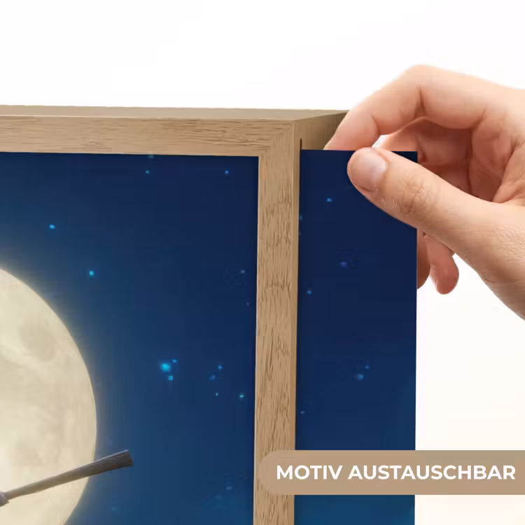 Heks - Volle maan - Sterrenhemel Light Box met batterij (Wandlamp kind) middel -USP_websiteprintDE